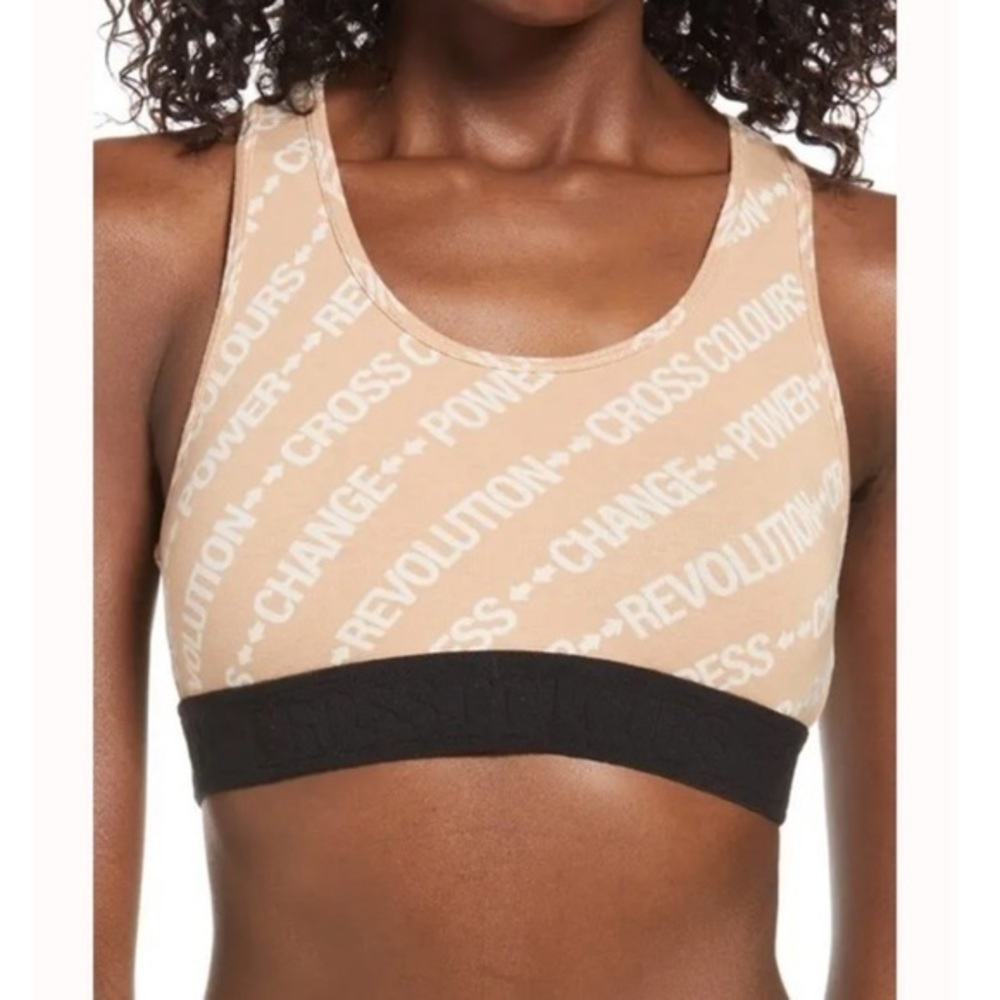 Cross Colours Revolution Power Change Nude Sports Bra Small NWOT